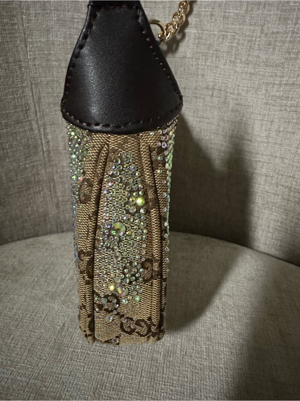 Brown GG Canvas Crystal-Embellished bling Shoulder Bag - Picture 9 of 11